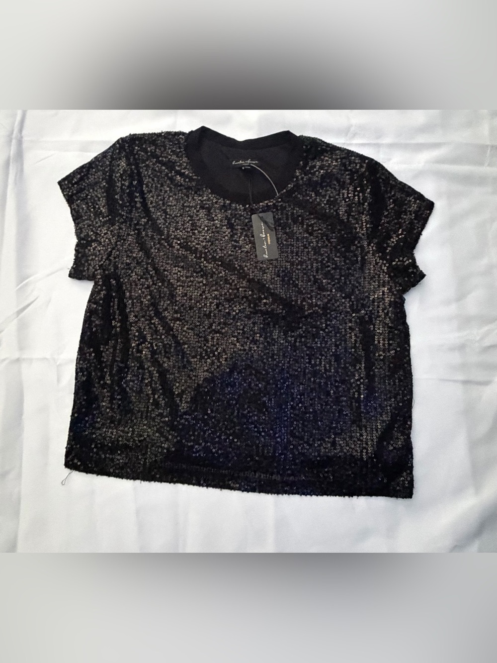 Sequin Short Sleeve Tee - Black